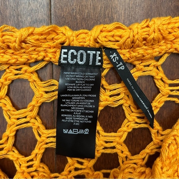 Ecote Urban Outfitters Tangerine Open Knitted Fringe Maxi Cover Up Skirt, SizeXS - Picture 6 of 7